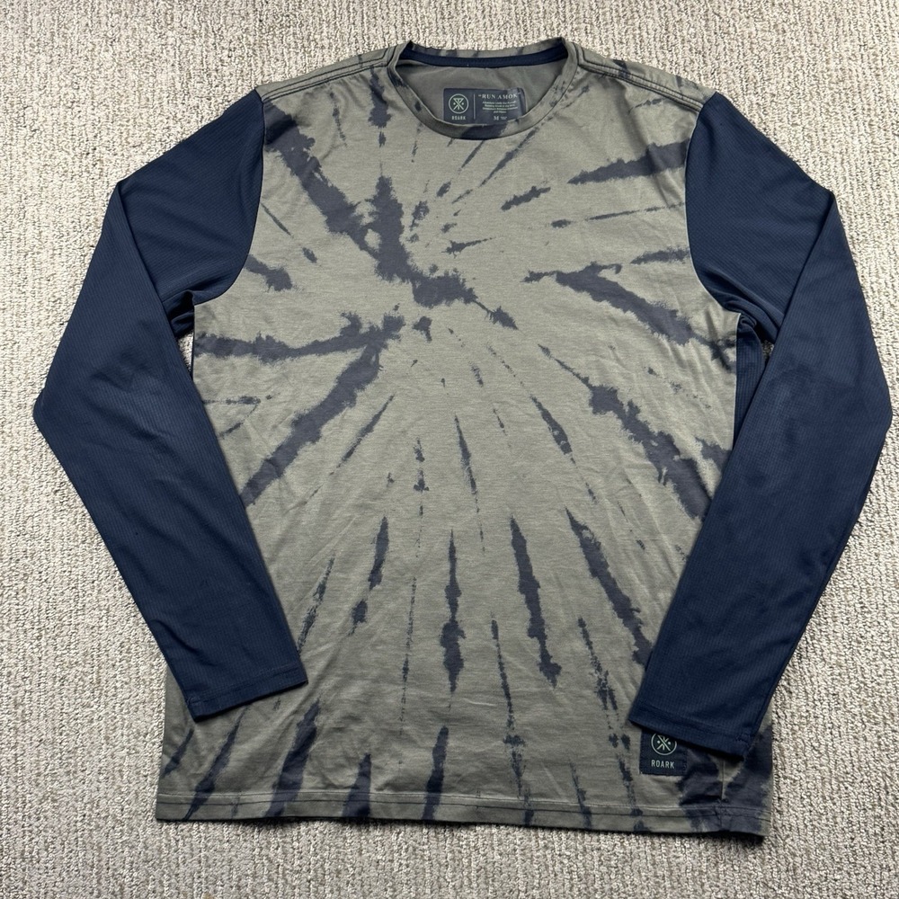Roark Mens M Willow Knit Atlas Tie Dye Long Sleeve Shirt Green Black